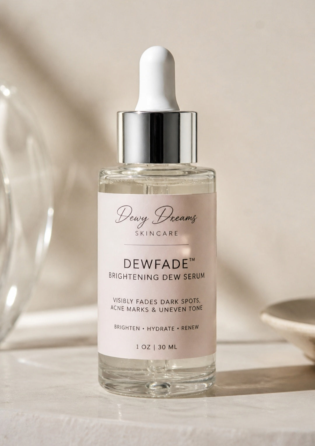DewFade™ Brightening Dew Serum
Hyperpigmentation • Acne Marks • Uneven Tone